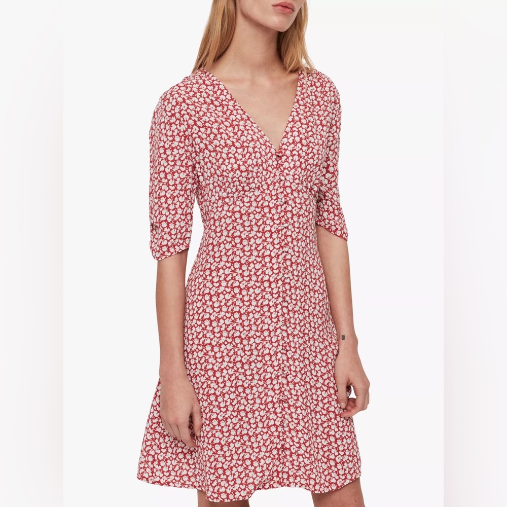 AllSaints Kota Scatter Floral Mini Dress Pink Print XS - Picture 1 of 7